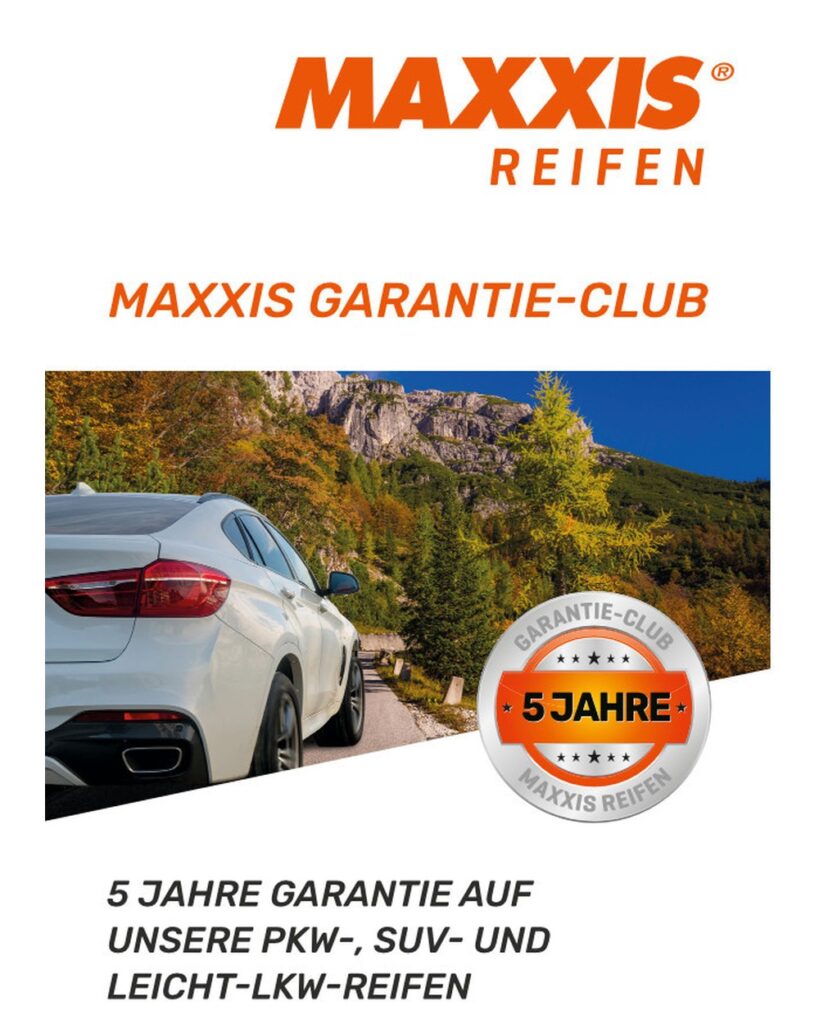 Maxxis 5-year warranty on car and light commercial vehicle tyres