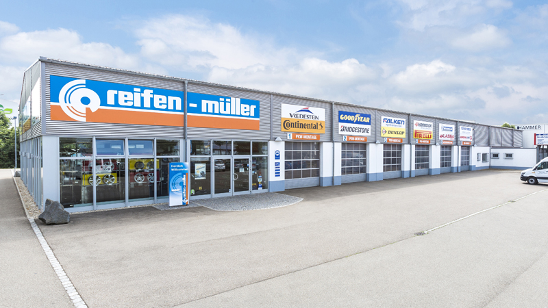 Reifen Müller branch in Neu-Ulm, exterior view